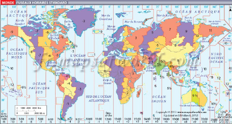 carte des fuseau horaire mondiale